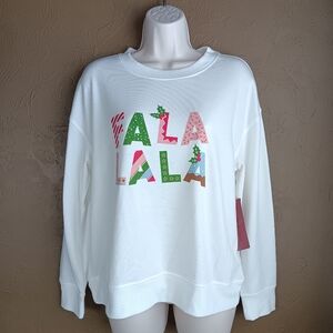 NWT Love Scarlett Women's Falalala Holiday Christmas Sweatshirt Petite Size PM